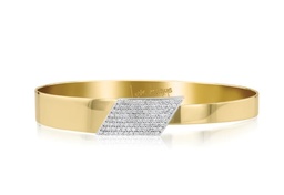 [B0159DY] 14Kt Yellow Gold "Love Always" Angled Bangle With (98) Round Diamonds Weighing 0.72cttw
