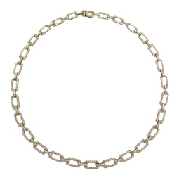 [N76729.1] 14Kt Yellow Gold Link Necklace With 595 Round Diamonds Weighing 10.35cttw