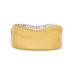 [B78270] 18Kt Yellow Gold Large Wave End Cuff Bracelet With (44) Round Diamonds Weighing 1.50cttw
