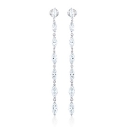 [E64198C.2] Platinum Dangle Earrings With (15) Marquise Diamonds Weighing 4.75cttw
