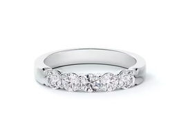 [CM2051RD075D2P0650] Platinum Five Stone Band With Round Diamonds Weighing 0.74cttw