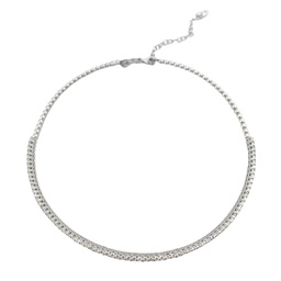 [N73988.1] 18Kt White Gold Adjustable Choker Necklace With (76) Round Diamonds Weighing 3.01cttw