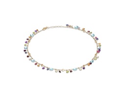 [CB2584-E-MIX01T-Y-02] 18Kt Yellow Gold Paradise Necklace With Mixed Gemstones 16.5"