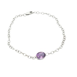 [S04795] 14Kt White Gold Bracelet With A Bezel Set Amethyst Weighing 1.13ct