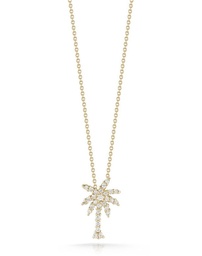 [001236AYCHX0] 18Kt Yellow Gold Tiny Treasures Palm Tree Necklace With (29) Round Diamonds Weighing 0.16cttw