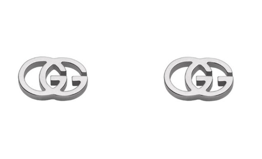 [YBD09407400100U] 18Kt White Gold GG Running Stud Earrings