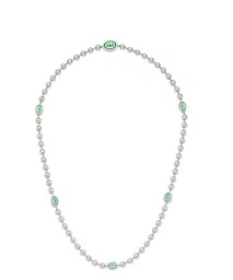 [YBB70161100100U] Sterling Silver GG Green Enamel Boule Necklace