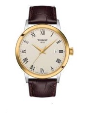 [T129.410.26.263.00] 42mm Classic Dream Quartz Movement Watch With An Ivory Dial And Brown Leather Strap