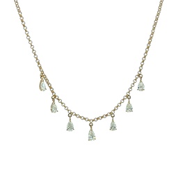 [ASH111] 18Kt Yellow Gold Dangle Necklace With (7) Pear Shaped Diamonds Weighing 0.64cttw