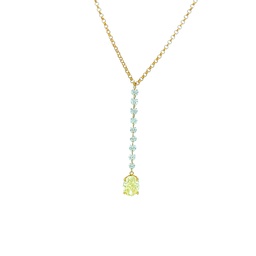 [7097] 18Kt Yellow Gold Lariat Necklace With (1) Oval Yellow Diamond Weighing 1.10ct And (9) Round Diamonds Weighing 0.48ct