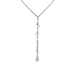 [6303] 18Kt White Gold Lariat With (8) Round Diamonds And (9) Pear Shaped Diamonds Weighing 1.50cttw