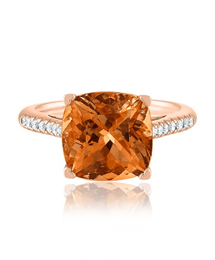 [CTCS10RGRD] 14Kt Rose Gold Diamond And Citrine Ring 0.14cttw Sz6