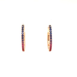 [RNBWHPR42] Mixed Sapphire Hoop Earrings 0.42cttw