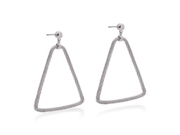 [03-32-6007-00] 18Kt White Gold Grey Nautical Cable Triangle Drop Earrings