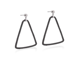 [03-52-6007-00] 18Kt White Gold Black Nautical Cable Triangle Drop Earrings