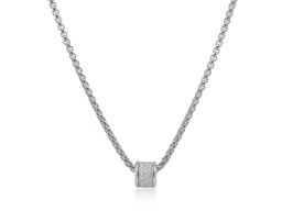 [08-32-3913-11] 14Kt White Gold Barrel Pendant Necklace With Round Diamonds Weighing 0.33cttw