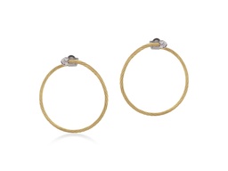 [03-37-6002-10] 18Kt White Gold Yellow Nautical Cable Circle Earrings With (2) Round Diamonds Weighing 0.02cttw