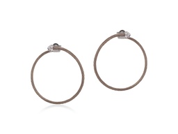 [03-55-6002-10] 18Kt White Gold Bronze Nautical Cable Circle Earrings With (2) Round Diamonds Weighing 0.02cttw