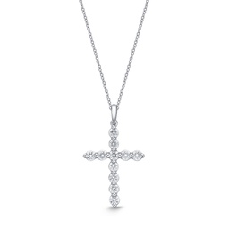[CCCS11818008W72000] 18Kt White Gold Cross Necklace With (11) Round Diamonds Weighing 0.57cttw