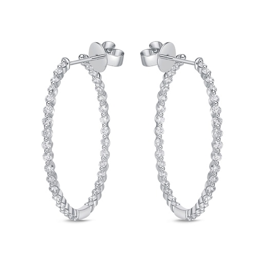 [CHHO45935358W72000] 18Kt White Gold Aura Hoops With (70) Round Diamonds Weighing 2.00cttw