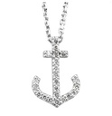 [S05840] 14Kt White Gold Anchor Necklace With Round Diamonds Weighing 0.08cttw