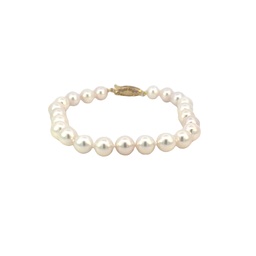[7B-10Y] 14Kt Yellow Gold Bracelet With (23) 7x6.5mm Cultured Pearls 7"