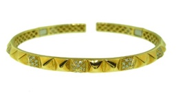 [18592] 18Kt Yellow Gold Hinged Cuff Bracelet With (84) Round Diamonds Weighing 0.60cttw