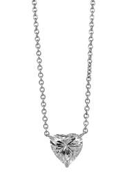 [22121] 18Kt White Gold Solitaire Necklace With A Heart Shaped Diamond Weighing 2.91ct