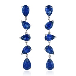 [009594] Platinum Five Drop Earrings With (10) Pear Shaped Sapphires Weighing 9.78cttw