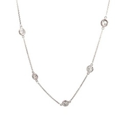 [C1-260-W] 14Kt White Gold Diamond By The Inch Necklace With (12) Round Diamonds Weighing 2.57cttw
