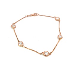 [C4-100-R] 14Kt Rose Gold Diamond By The Inch Bracelet With (5) Round Diamonds Weighing 1.16cttw