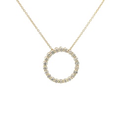 [P019-100-22-Y] 14Kt Yellow Gold Circle Pendant Necklace With (22) Round Diamonds Weighing 0.98cttw