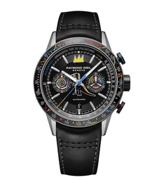 [7780-TIC-JMB01] 43.5mm Freelancer Basquiat Artwork Automatic Watch With A Black Leather Strap