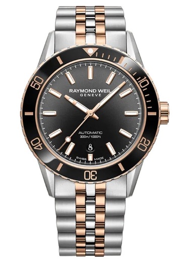 [2775-S51-20051] 42.5mm Freelancer Black Gradient Dial Automatic Watch With A Two Toned Stainless Steel Strap