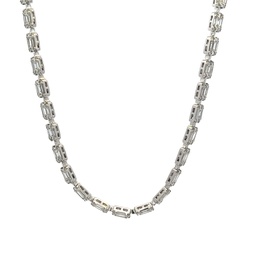 [N59903.8] 18Kt White Gold Cluster Necklace With (275) Baguette Diamonds Weighing 12.61ct And (220) Round Diamonds Weighing 2.50ct
