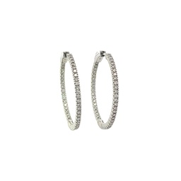 [E74750.3] 14Kt White Gold In/Out Hoops With (88) Round Diamonds Weighing 1.00cttw
