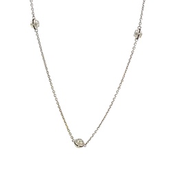 [N59132.2] 14Kt White Gold Double Sided Diamond By The Inch Necklace With (10) Round Diamonds Weighing 1.20cttw