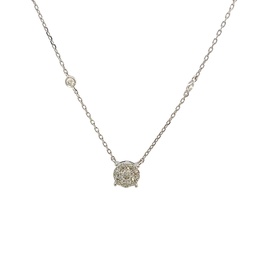 [P78144.1] 14Kt White Gold Cluster Pendant On A Diamond By The Inch Necklace With (17) Round Diamonds Weighing 0.83cttw