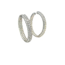 [E68557.3] 14Kt White Gold Pave Three Row Hoops With (204) Round Diamonds Weighing 6.90cttw