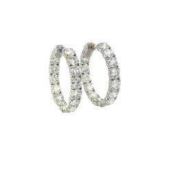 [E70374.2] 18Kt White Gold In/Out Hoops With (28) Round Diamonds Weighing 10.50cttw