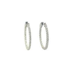 [E73880.1] 14Kt White Gold In/Out Hoops With (56) Round Diamonds Weighing 1.46cttw