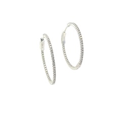 [E74747.2] 14Kt White Gold In/Out Hoops With (96) Round Diamonds Weighing 0.82cttw