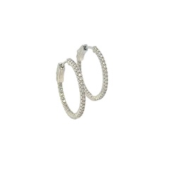 [E77564.1] 14Kt White Gold In/Out Hoops With (64) Round Diamonds Weighing 0.65cttw