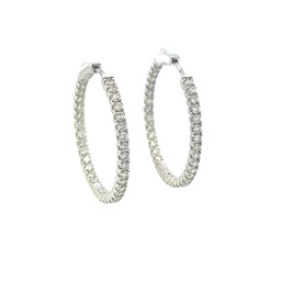 [E77568.1] 14Kt White Gold In/Out Hoops With (66) Round Diamonds Weighing 1.95cttw