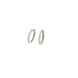 [E78308] 14Kt White Gold Hoops With (22) Round Diamonds Weighing 0.26cttw