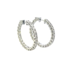 [E78414] 14Kt White Gold In/Out Hoops With (44) Round Diamonds Weighing 6.25cttw