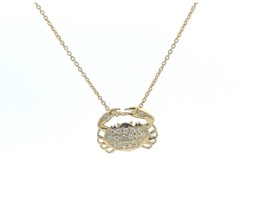 [000332AYCHX0] 18Kt Yellow Gold Crab Pendant Necklace With 22 Round Diamonds Weighing 0.19cttw