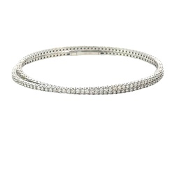 [M6333] 14Kt White Gold Two Row Wrap Bangle With (191) Round Diamonds Weighing 3.09cttw