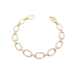 [M5783] 14Kt Yellow Gold Diamond Chain Link Bracelet With (362) Round Diamonds Weighing 2.90cttw