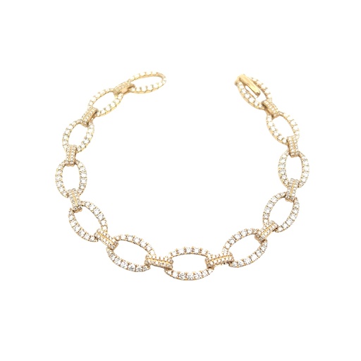 [M5783] 14Kt Yellow Gold Diamond Chain Link Bracelet With (362) Round Diamonds Weighing 2.90cttw